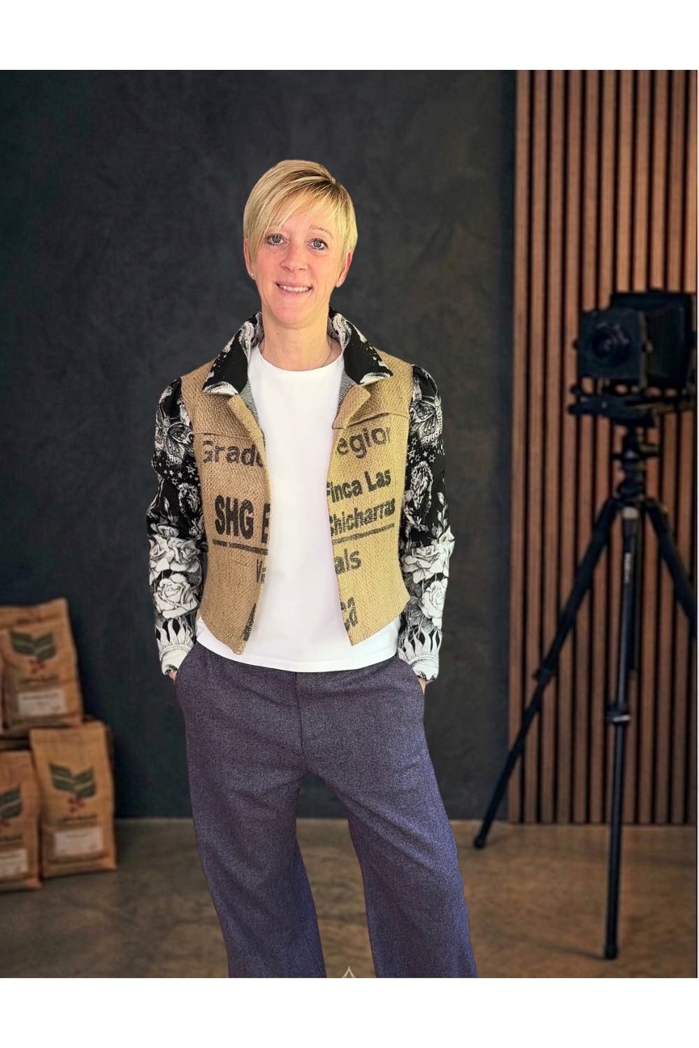 Jeansjacke mit Puffärmeln (Unikat)