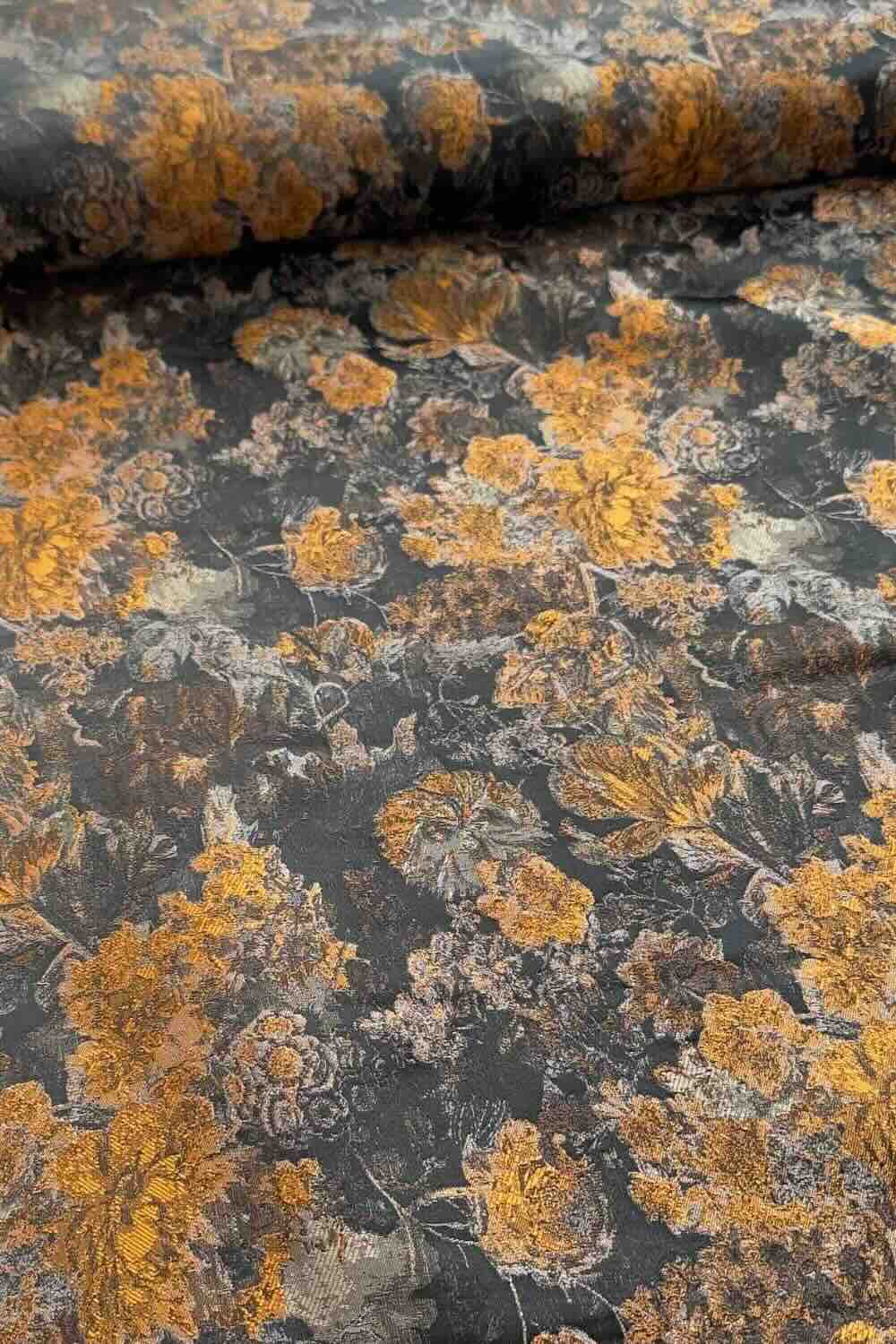 Florale Jacquard-Weste in Bronze-Gold