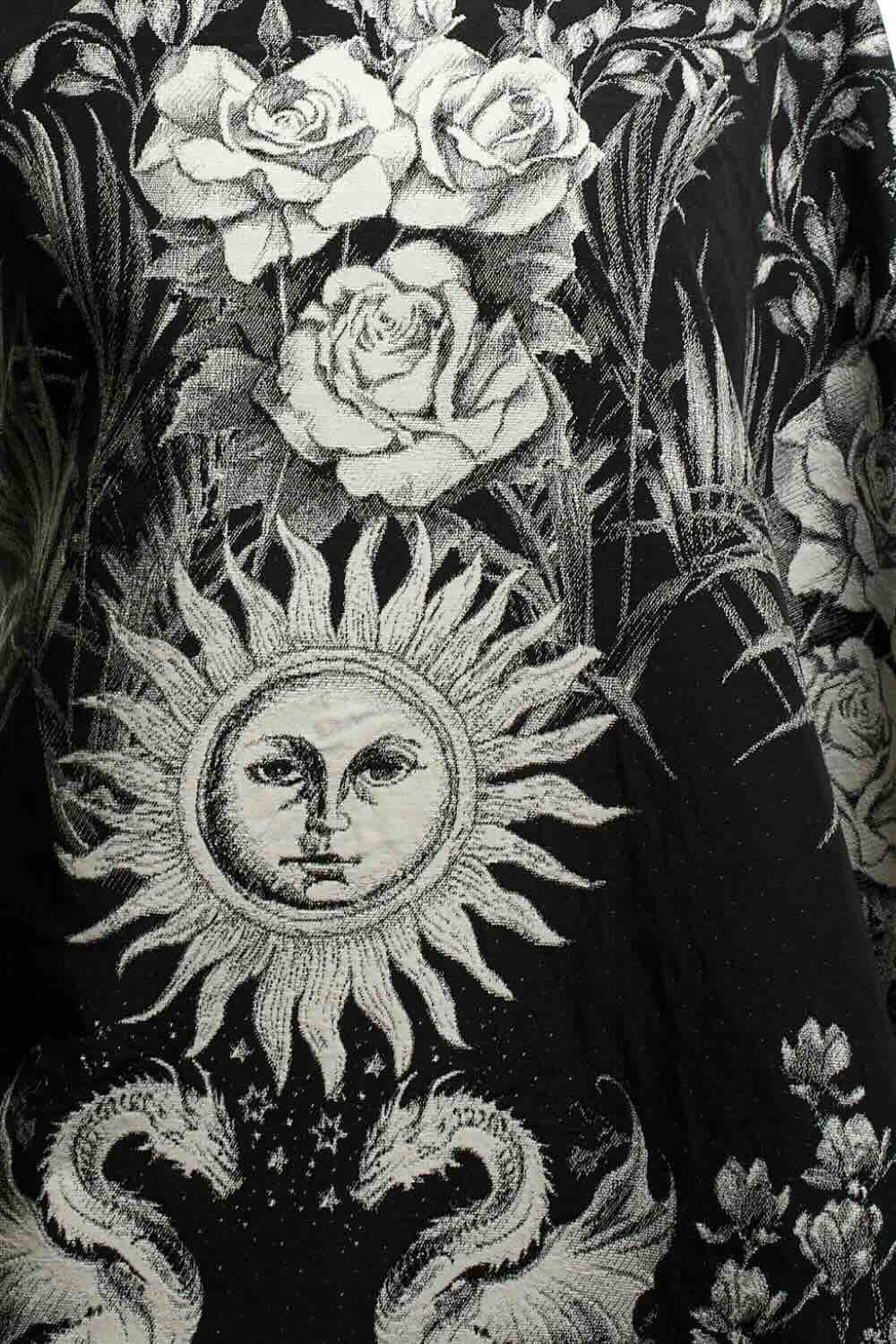 Abstrakter Jacquard-Blazer mit Stehkragen und Puffärmeln