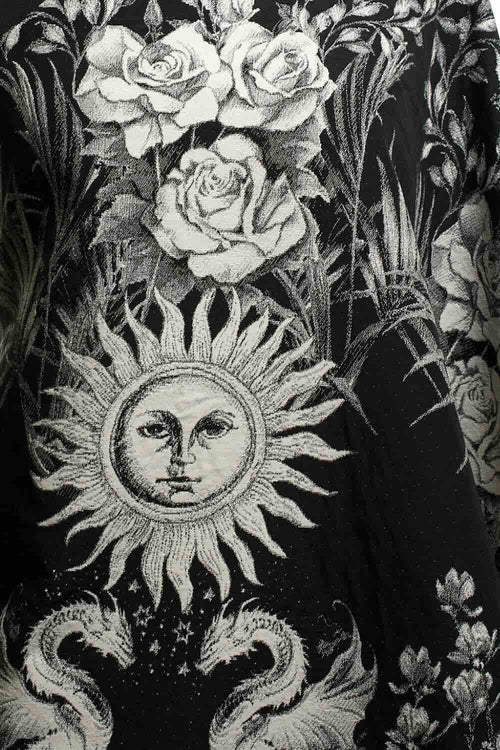 Abstrakter Jacquard-Blazer mit Stehkragen und Puffärmeln