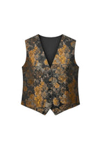 Florale Jacquard-Weste in Bronze-Gold