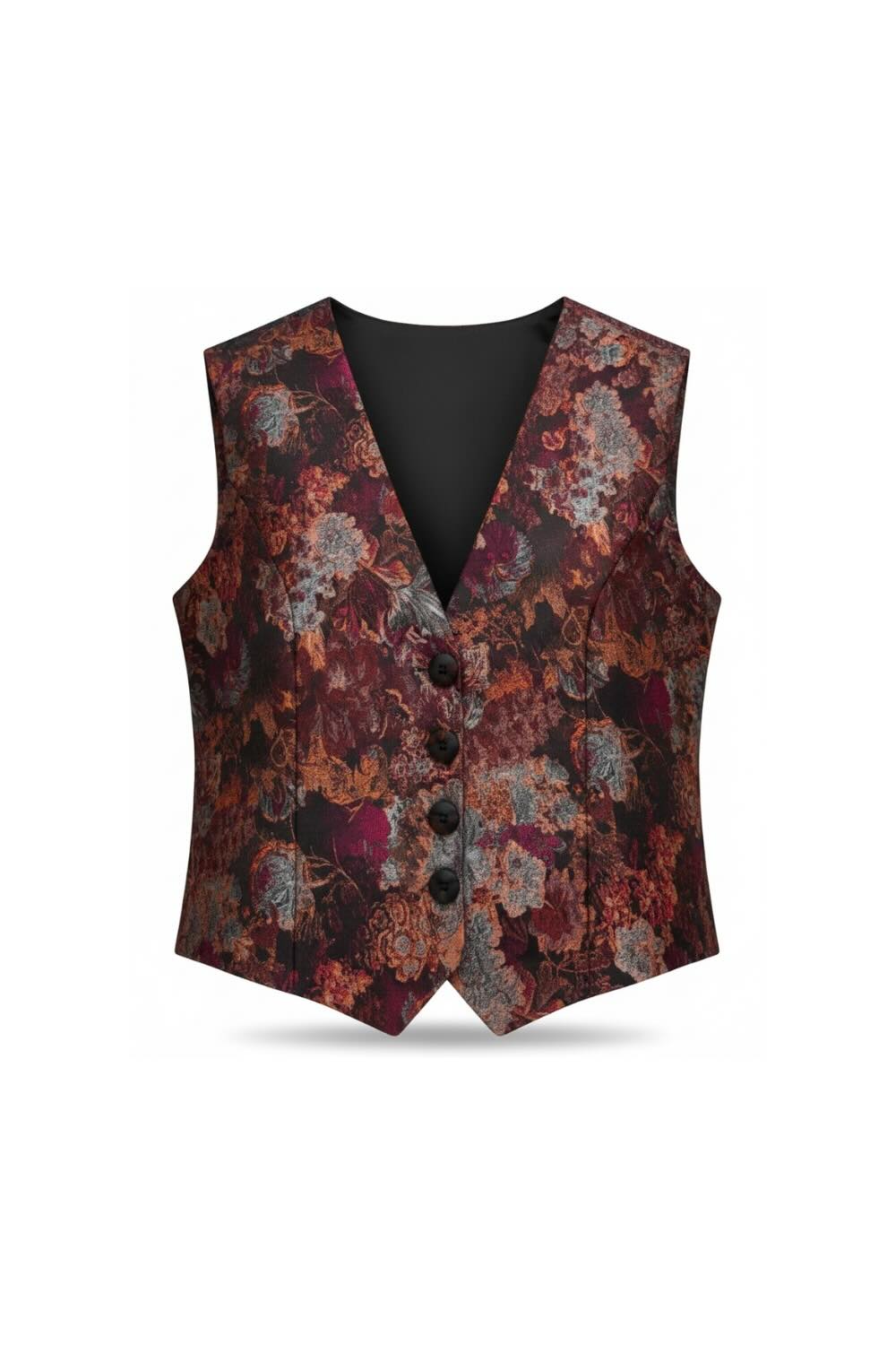 Florale Jacquard-Weste in Magenta