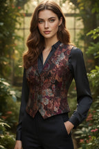 Florale Jacquard-Weste in Magenta